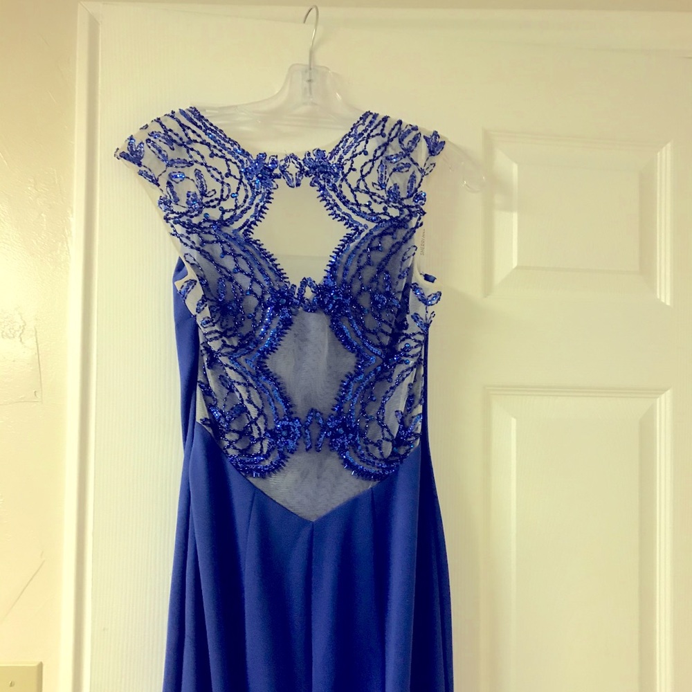 Sherri Hill Royal Blue Beaded Back Gown